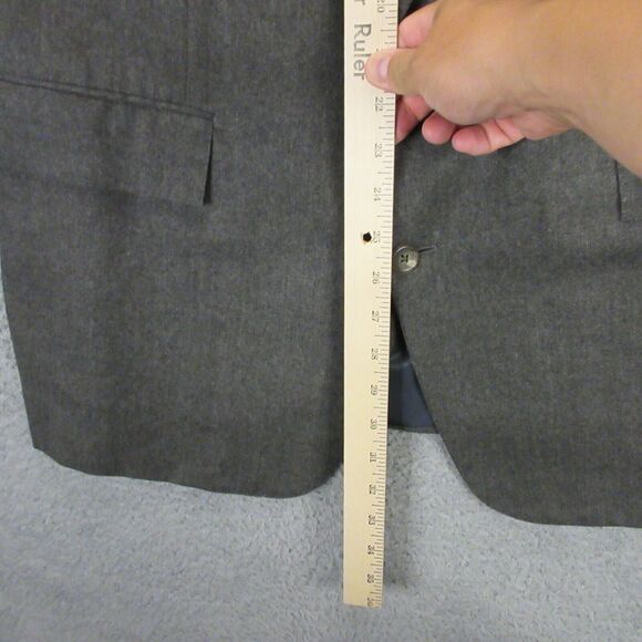 VTG Polo Ralph‎ Lauren Blazer Suit Jacket 43R USA Union Made Wool Solid Gray - Picture 8 of 14